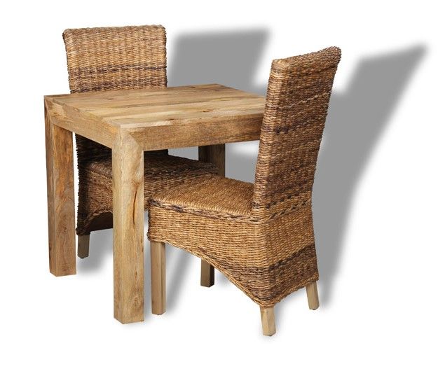 Light Dakota 80cm Dining Table & 2 Rattan Chairs