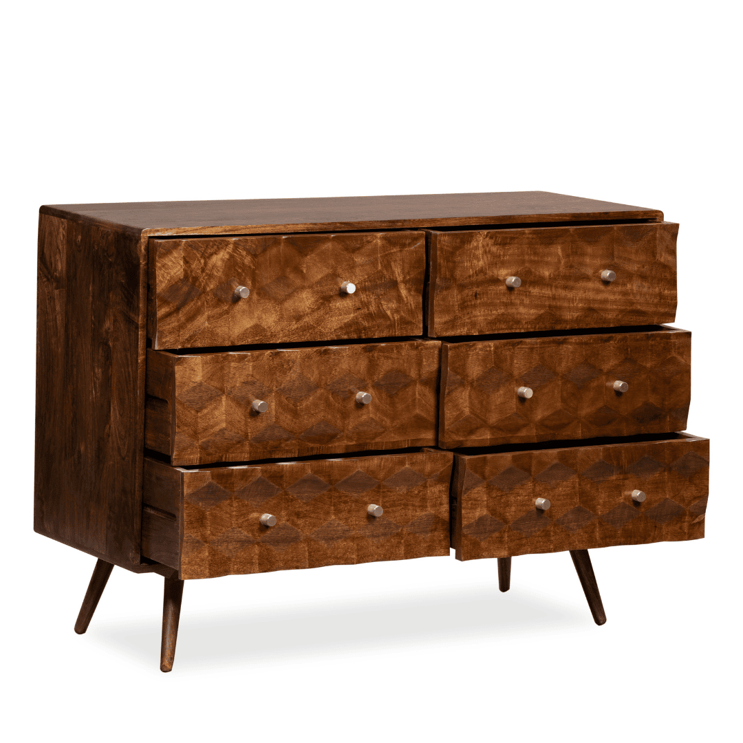 Geo Mango Chest of Drawers Large | Solid Wood Bedroom Storage