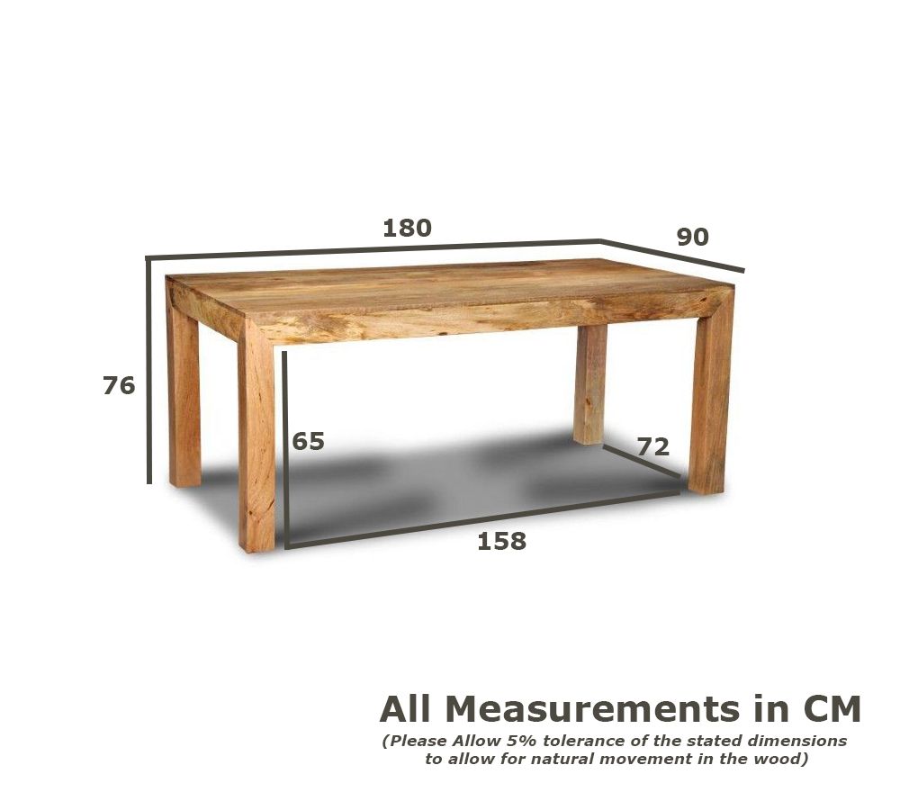 Light Mango Wood 180cm Dining Table | Trade Furniture company