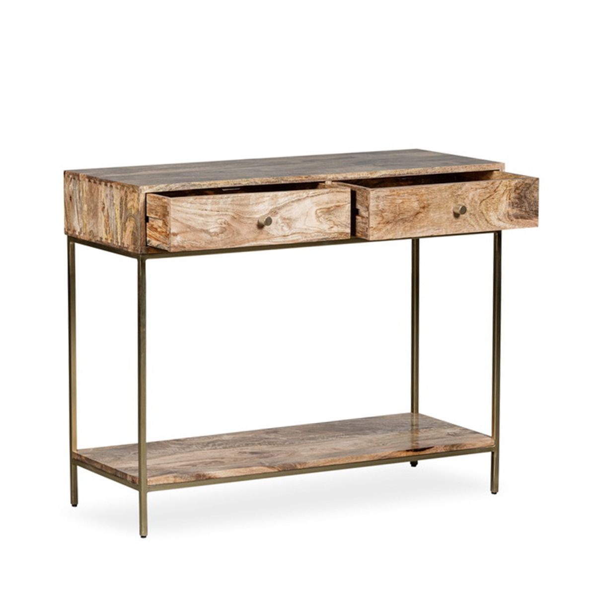 Gold Industrial 100cm Mango Wood Console Table │Trade Furniture Company