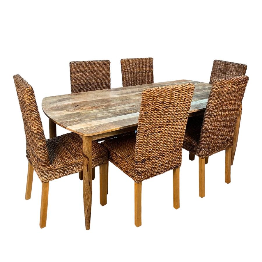 Is Rattan Scandi Mango Wood 6 Seater Table & Chairs | Scandi Scandi | Trade Furniture
