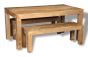 Light Dakota 160cm Dining Table & 2 Medium Benches