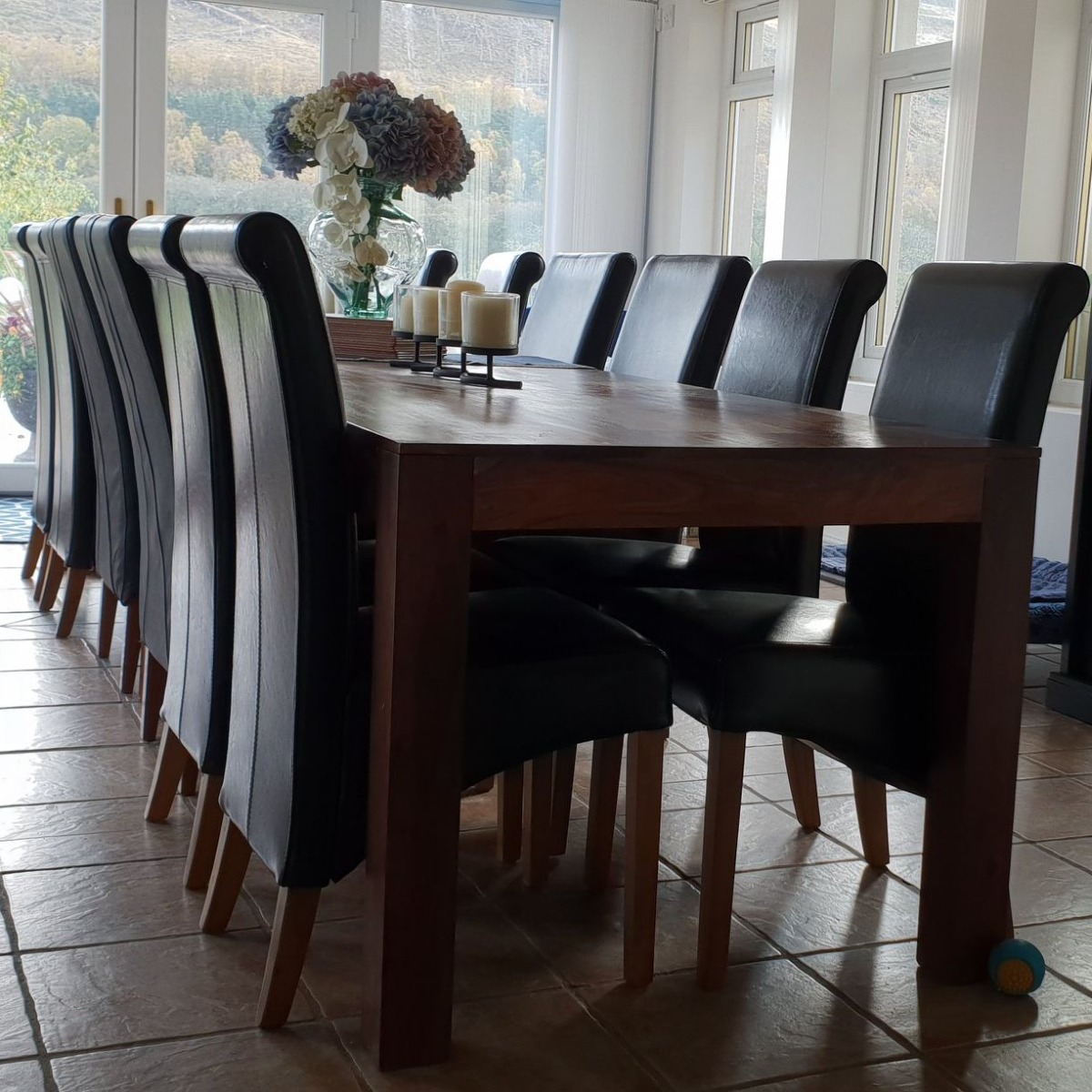 Large Cube Dining Table & 6 Rollback Dining Chairs