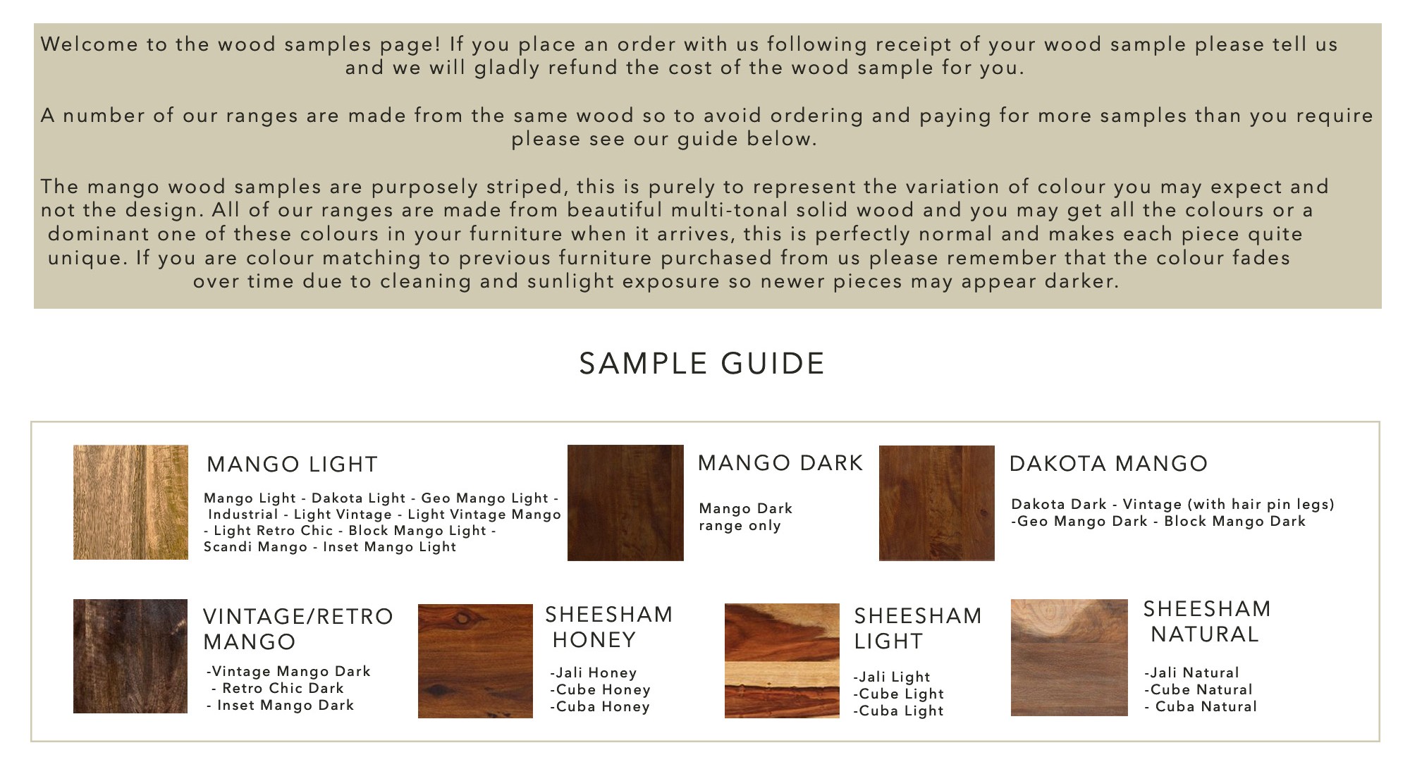 Wood Sample Option Banner