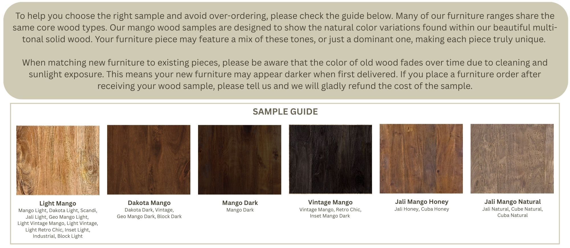 Wood Sample Option Banner