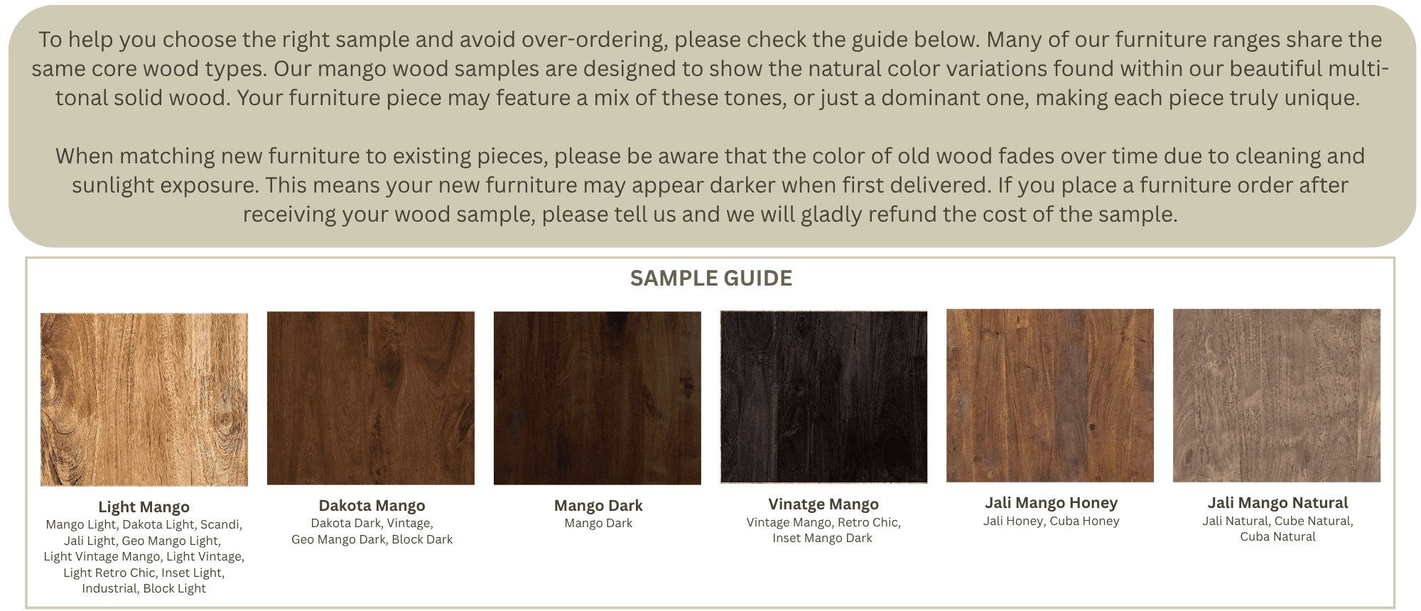 Wood Sample Option Banner