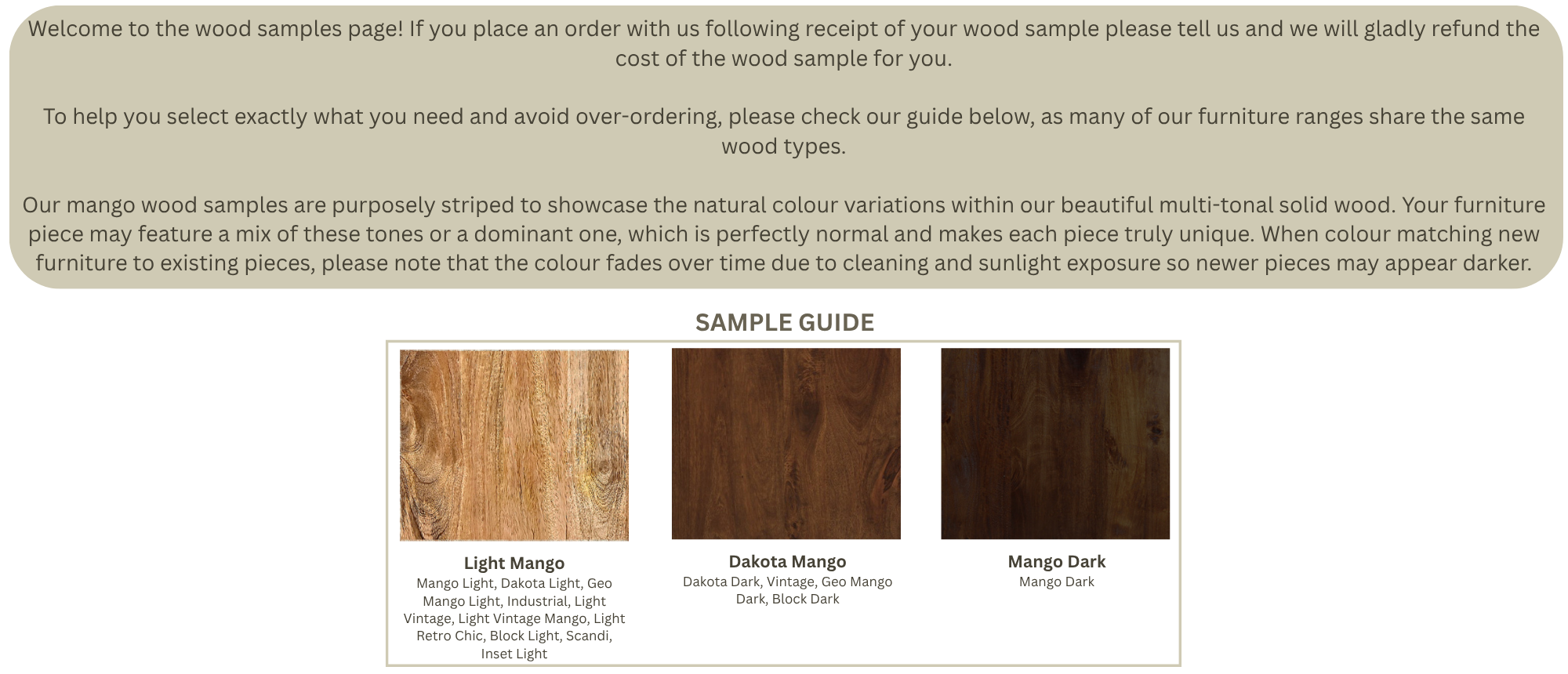 Wood Sample Option Banner