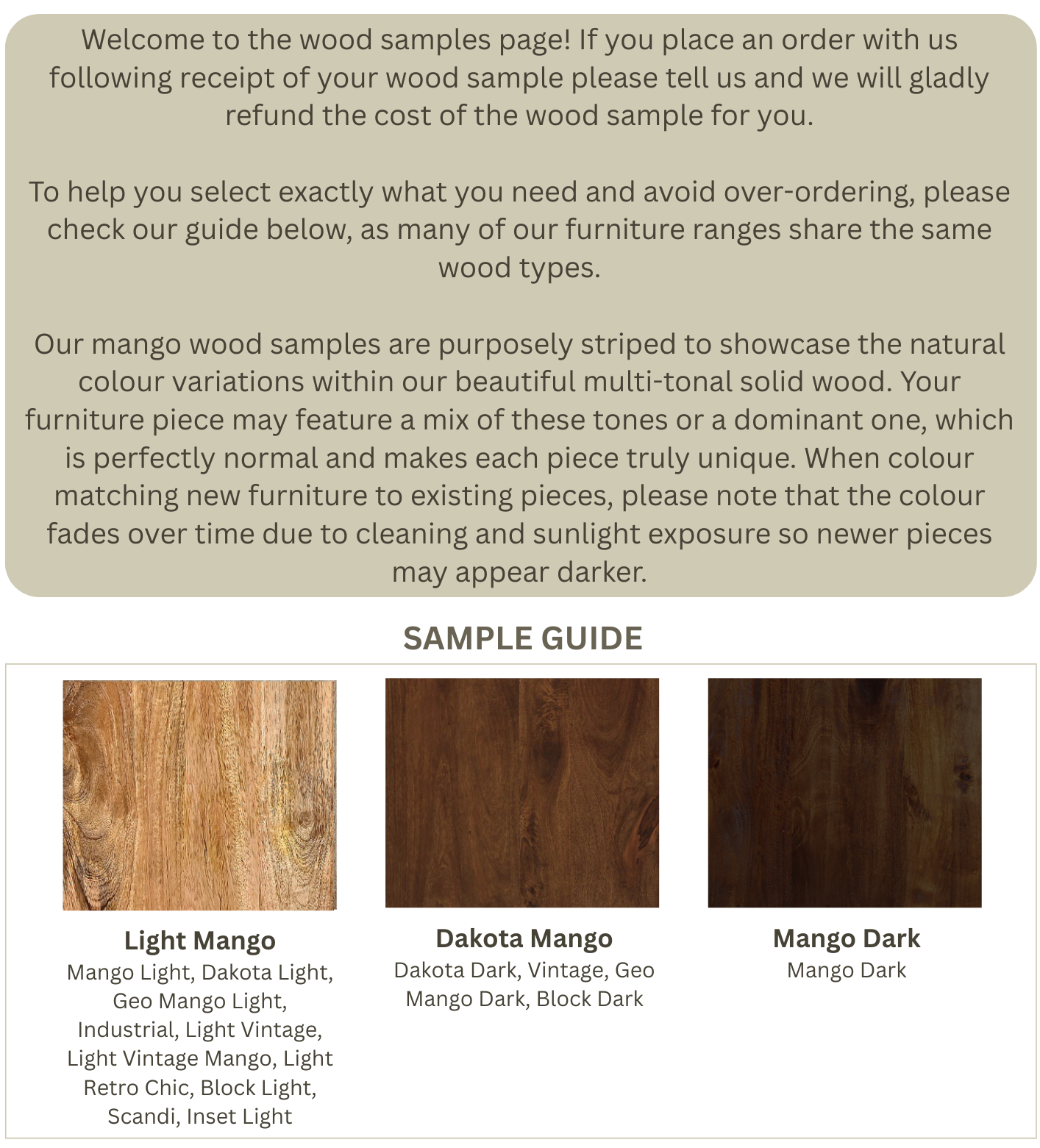 Wood Sample Option Banner
